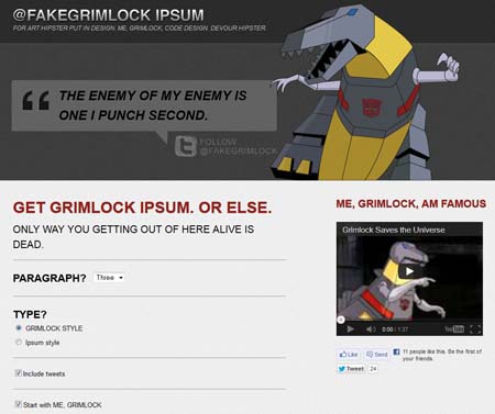 Grimlock Ipsum