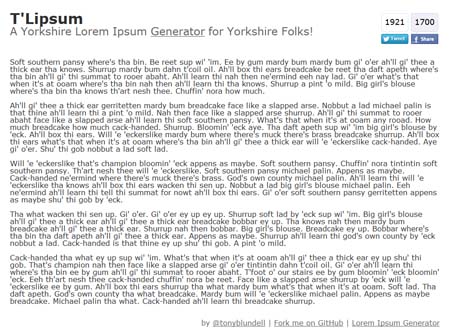 Yorkshire Ipsum Generator